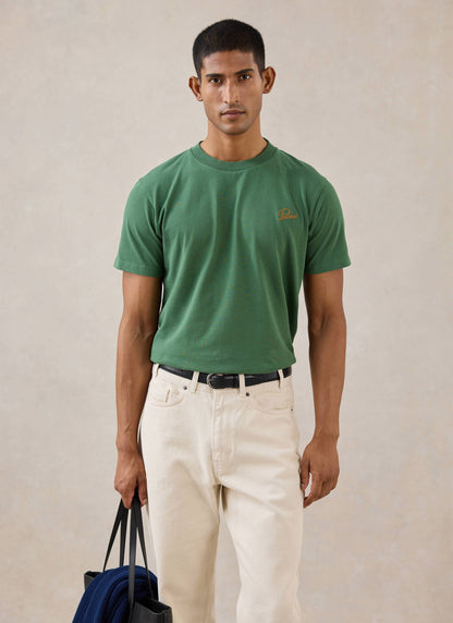 Men's Forest Script Embroidered T-Shirt - Organic Cotton - Percival