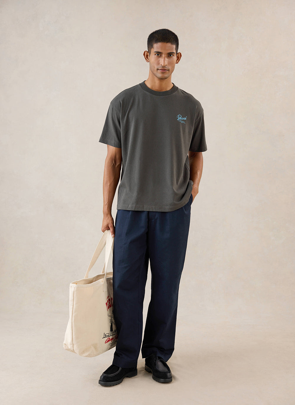 Dawson Oversized T-Shirt - Charcoal Organic Cotton - Percival