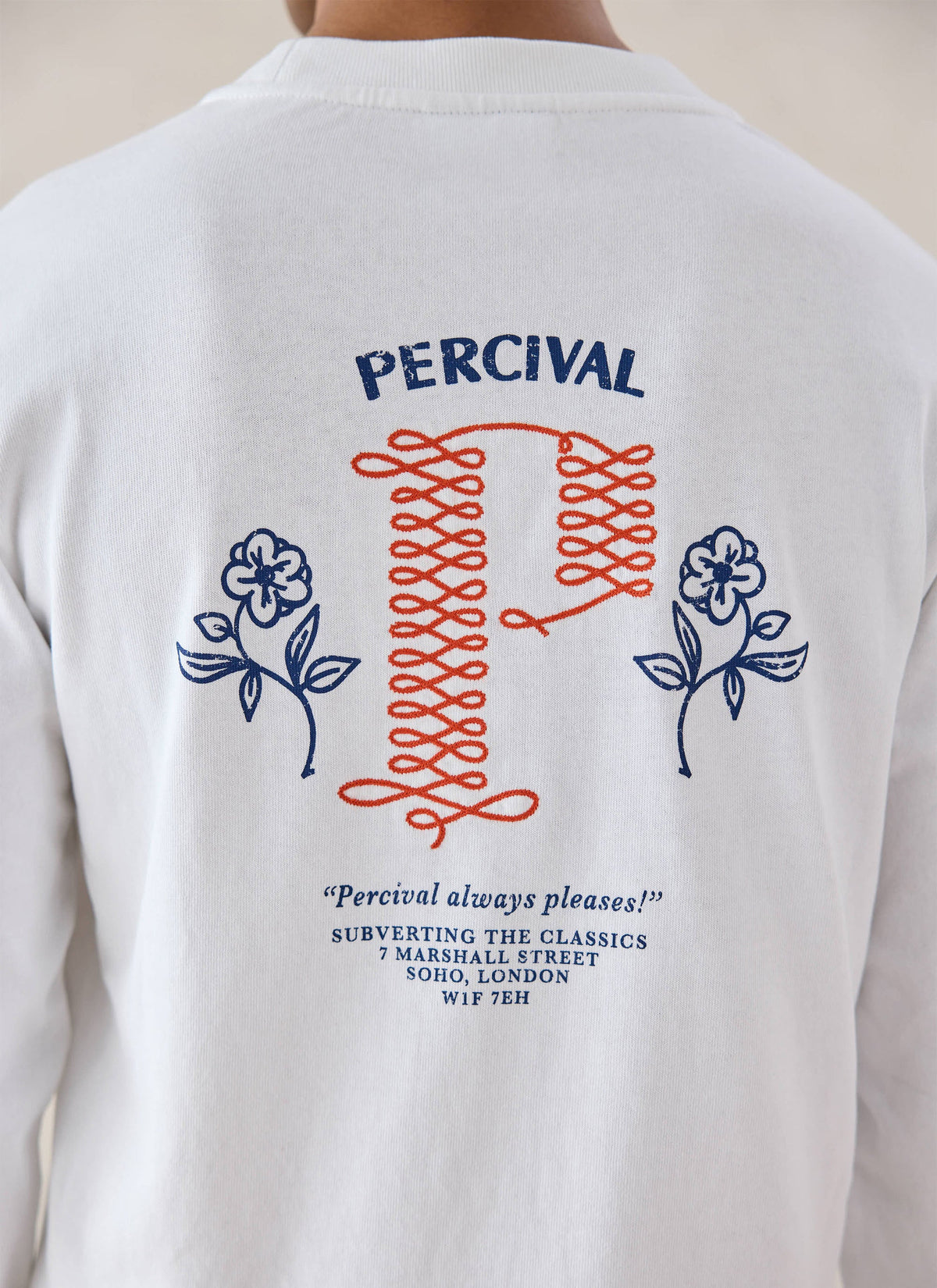 Tucker Embroidered Long Sleeve T-Shirt - White - Percival