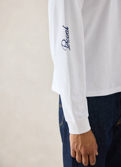 Tucker Embroidered Long Sleeve T-Shirt - White - Percival