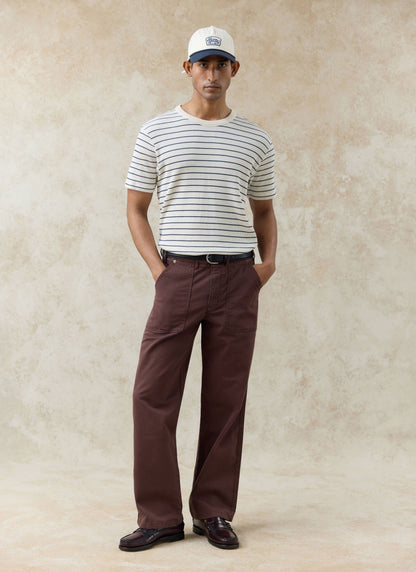 Men's Waffle T-Shirt - Ernie - Cotton - Cream Stripe