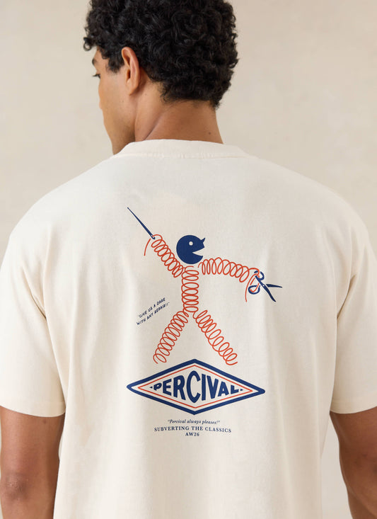 Men's Oversized Graphic T Shirt - Kingston - Cotton - Cream - Percival