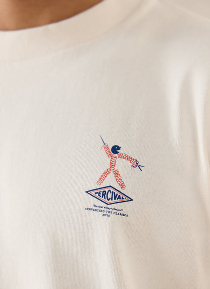 Men's Oversized Graphic T Shirt - Kingston - Cotton - Cream - Percival