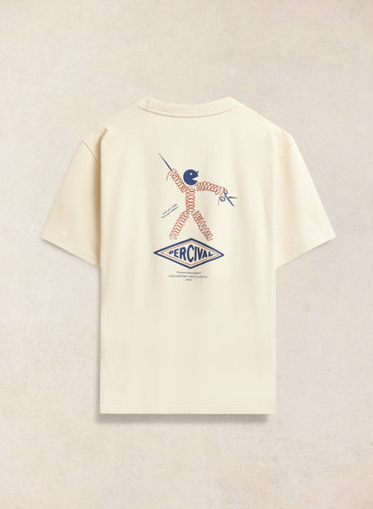 Men's Oversized Graphic T Shirt - Kingston - Cotton - Cream - Percival