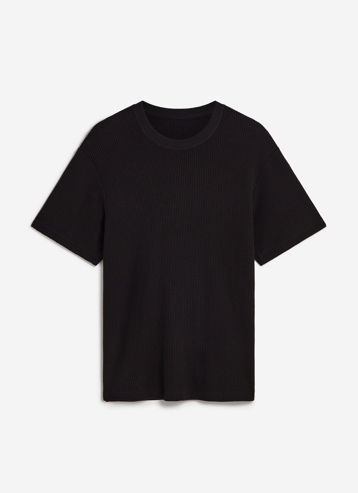 Men's Waffle Short Sleeve T Shirt - Cotton - Black