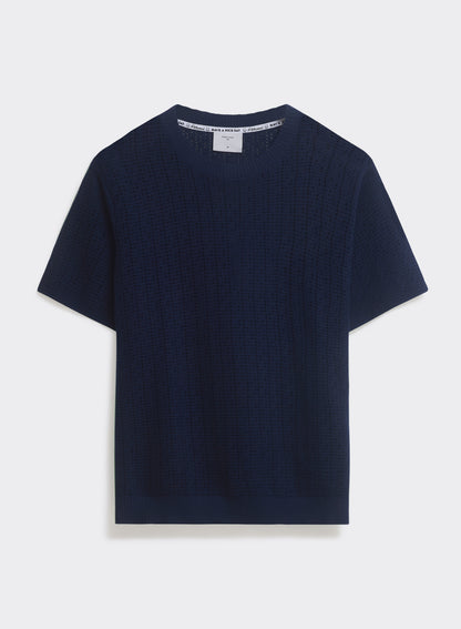 Men's Knitted Navy T Shirt - Siena - 100% Cotton