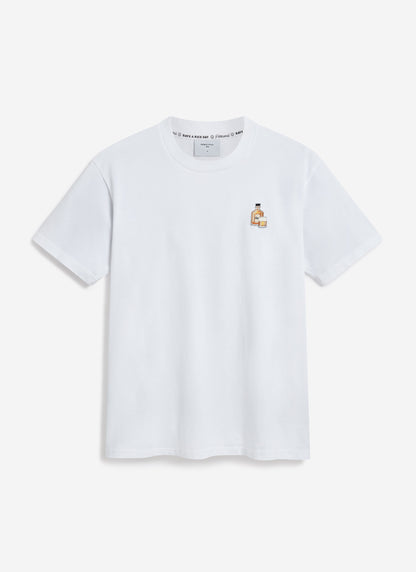 Men's Embroidered T Shirt: Old Fashioned - Cotton - White