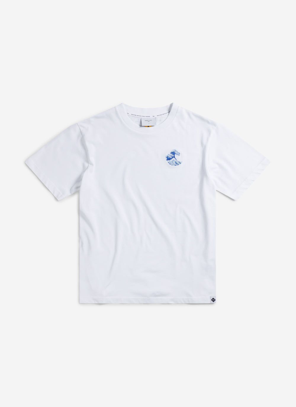 Men's Embroidered T Shirt: Wave - Heavyweight Cotton - White