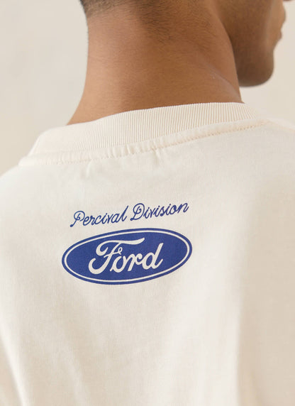 Men's Graphic Ford T Shirt - Organic Cotton - Cream - Ford x Percival