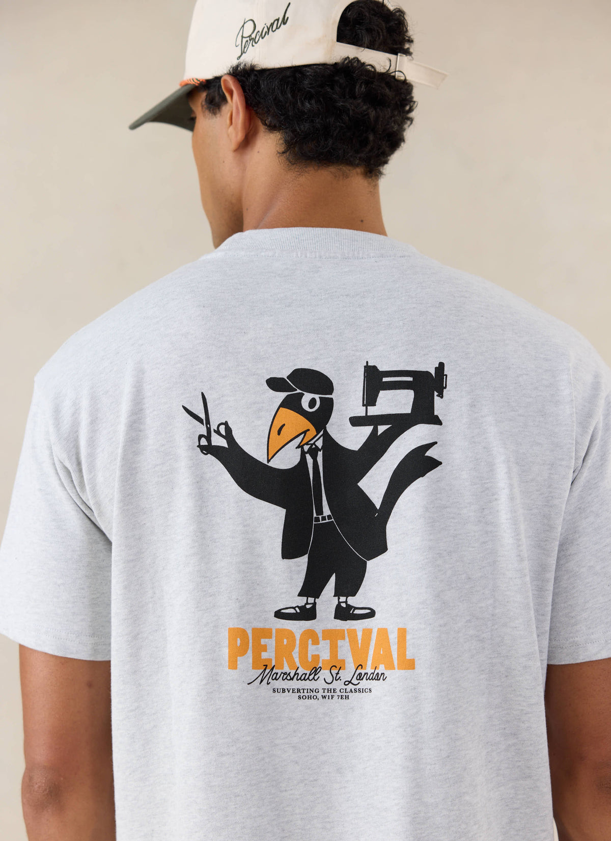 Men's Oversized Graphic T Shirt - Atticus - Cotton - Grey - Percival