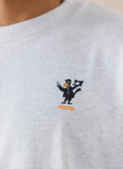 Men's Oversized Graphic T Shirt - Atticus - Cotton - Grey - Percival