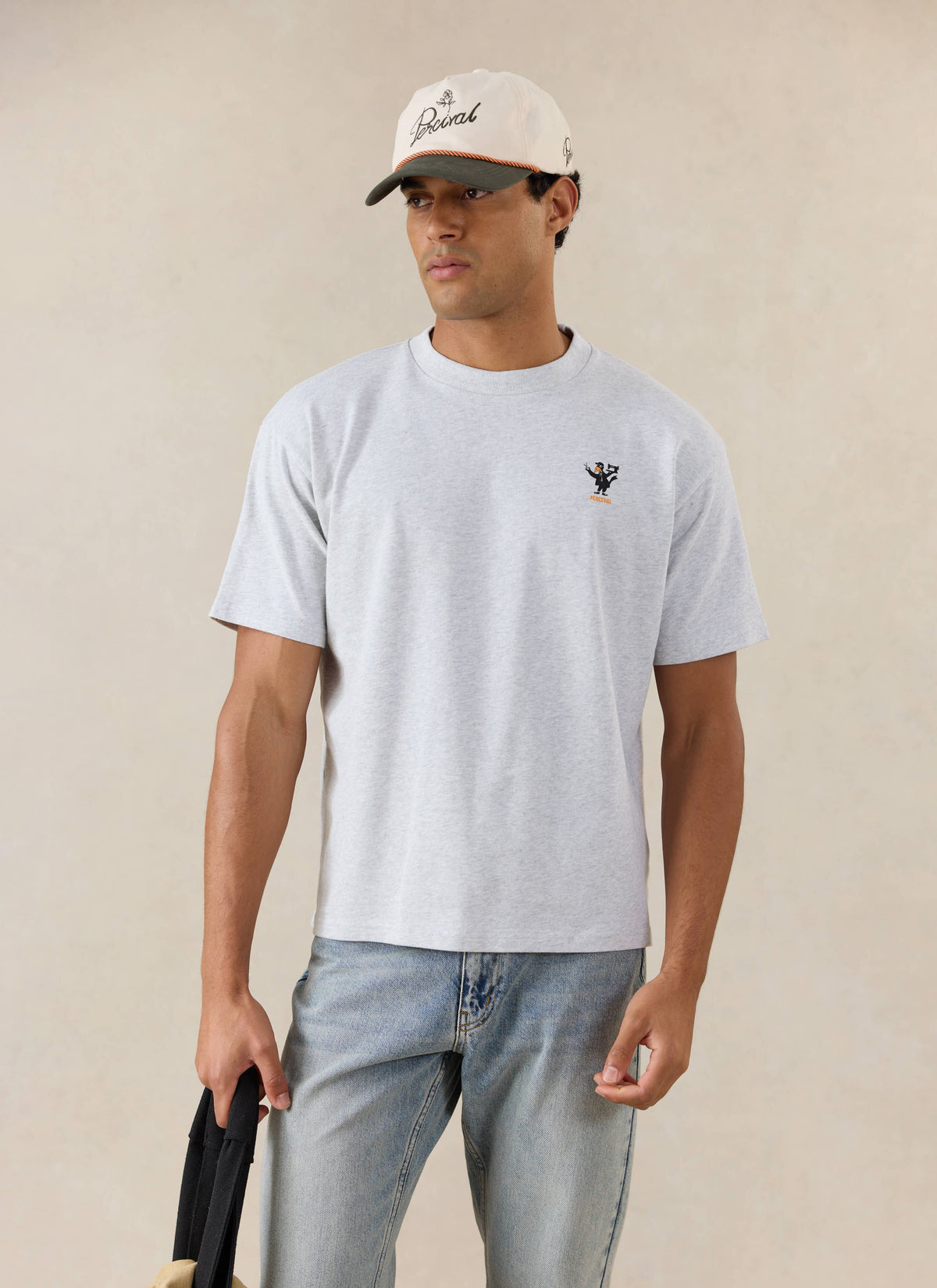 Men's Oversized Graphic T Shirt - Atticus - Cotton - Grey - Percival