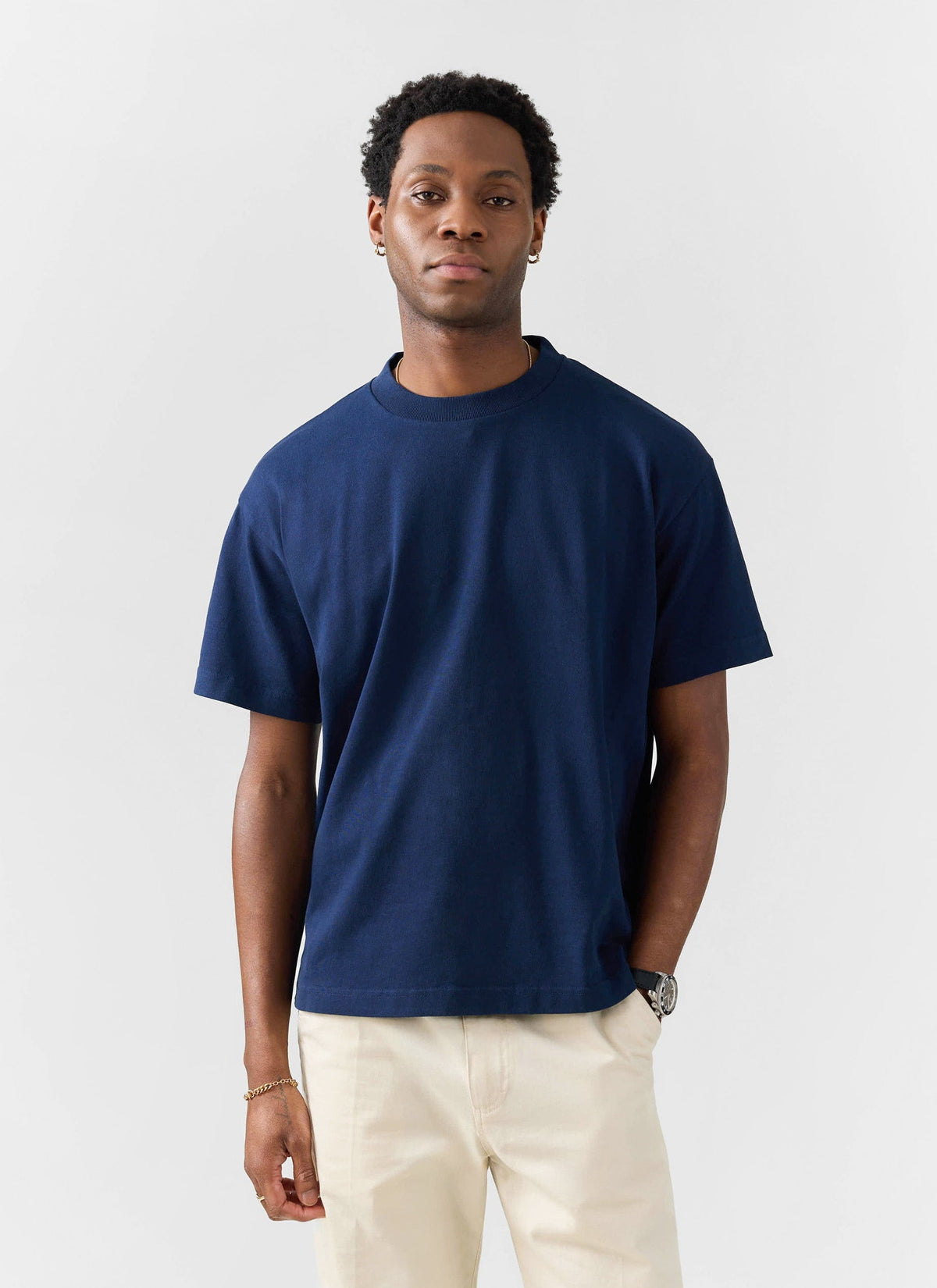 Men's Oversized T Shirts - 3 Pack - Cotton - White, Black & Navy