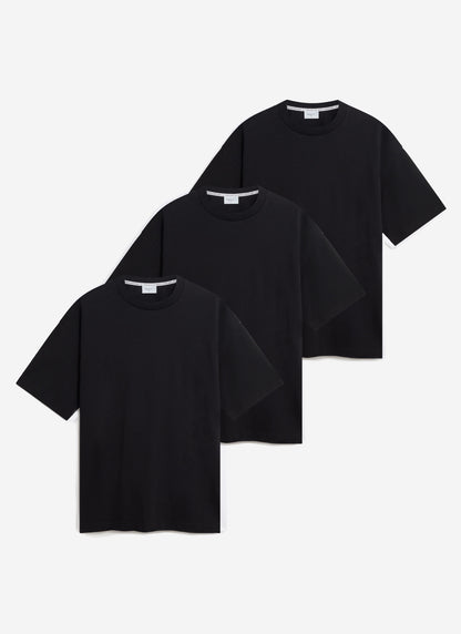 Men's Oversized Cotton T Shirts - 3 Pack - Black