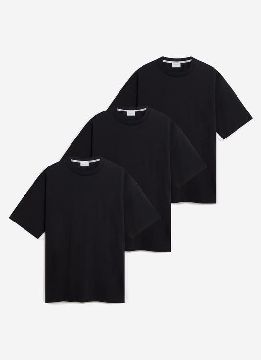 Men's Oversized Cotton T Shirts - 3 Pack - Black
