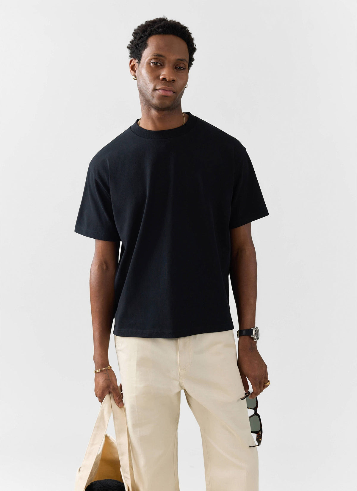 Men's Oversized Cotton T Shirts - 3 Pack - Black