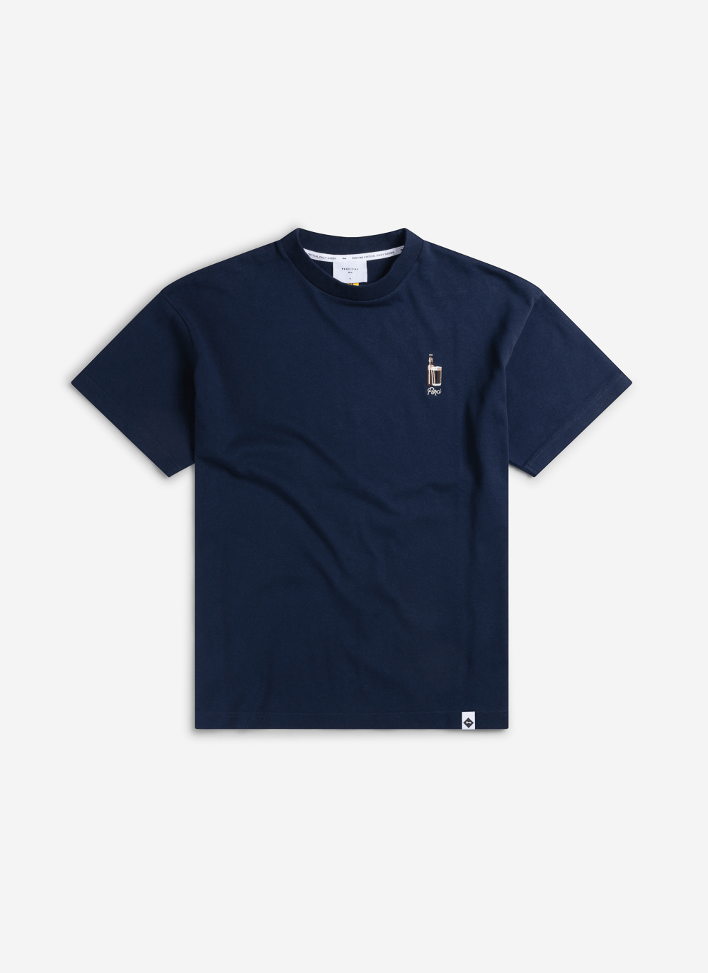 Men's Oversized T Shirt - Embroidered Stout - Cotton - Navy