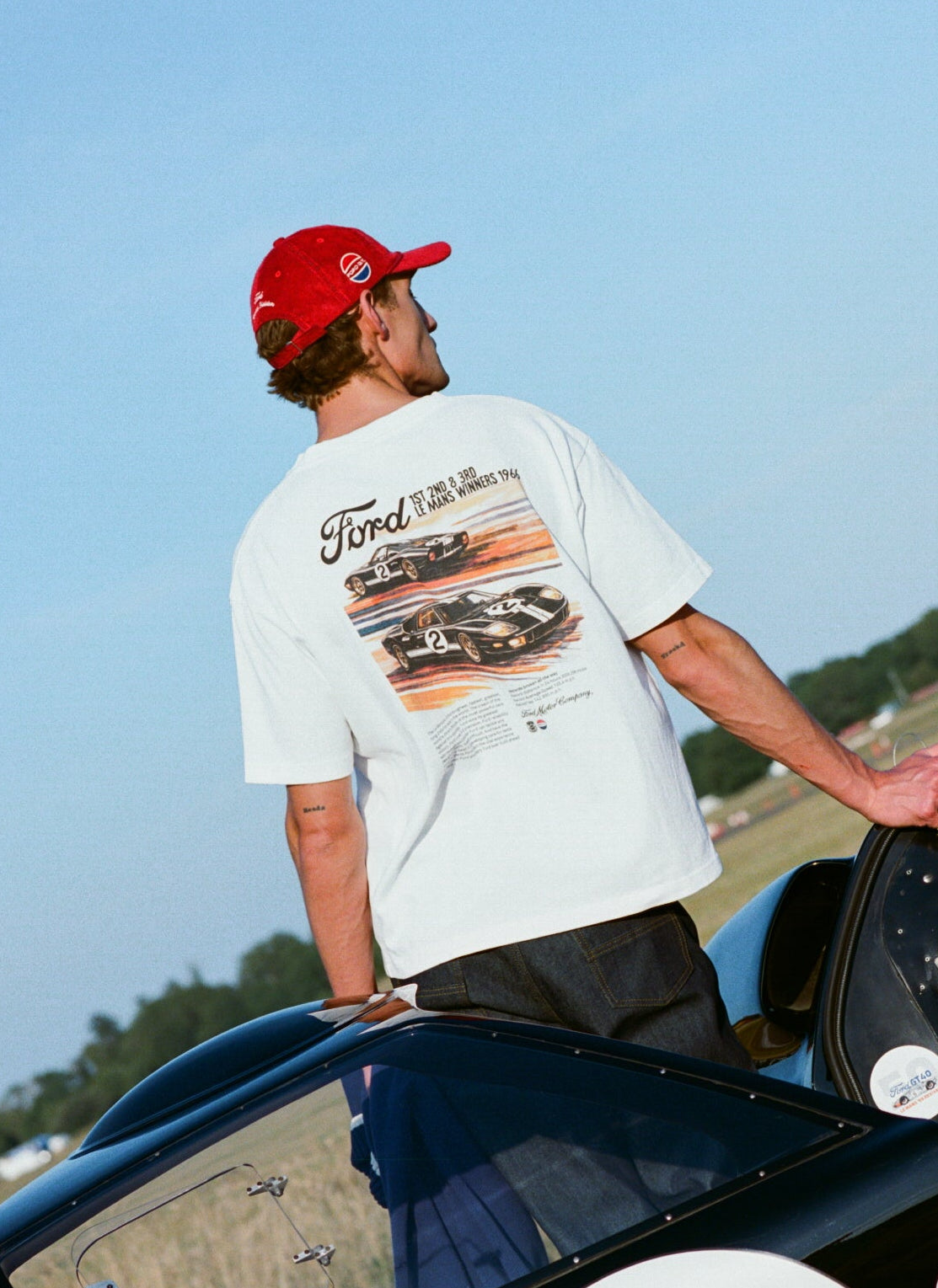 Men's Oversized Ford T-Shirt - Organic Cotton - White - Ford x Percival