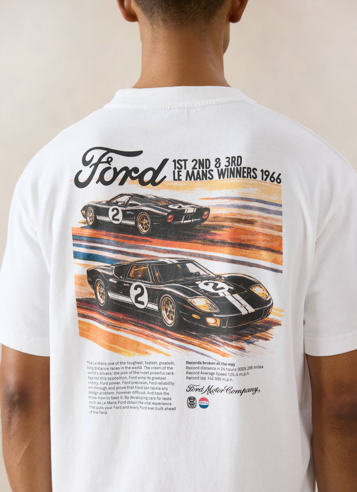 Men's Oversized Ford T-Shirt - Organic Cotton - White - Ford x Percival