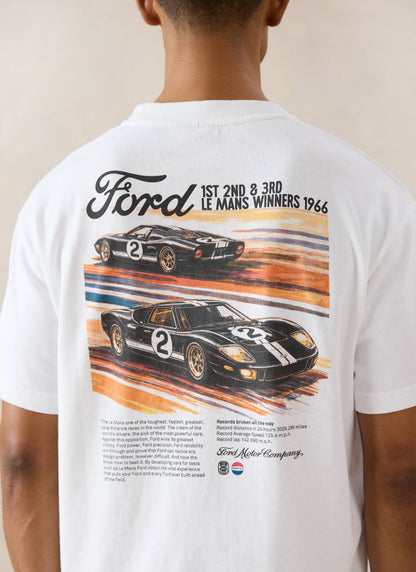Men's Oversized Ford T-Shirt - Organic Cotton - White - Ford x Percival