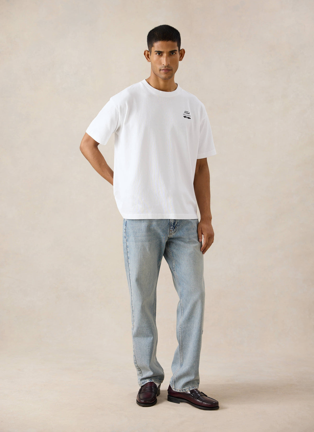 Men's Oversized Ford T-Shirt - Organic Cotton - White - Ford x Percival