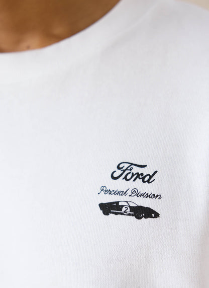 Men's Oversized Ford T-Shirt - Organic Cotton - White - Ford x Percival
