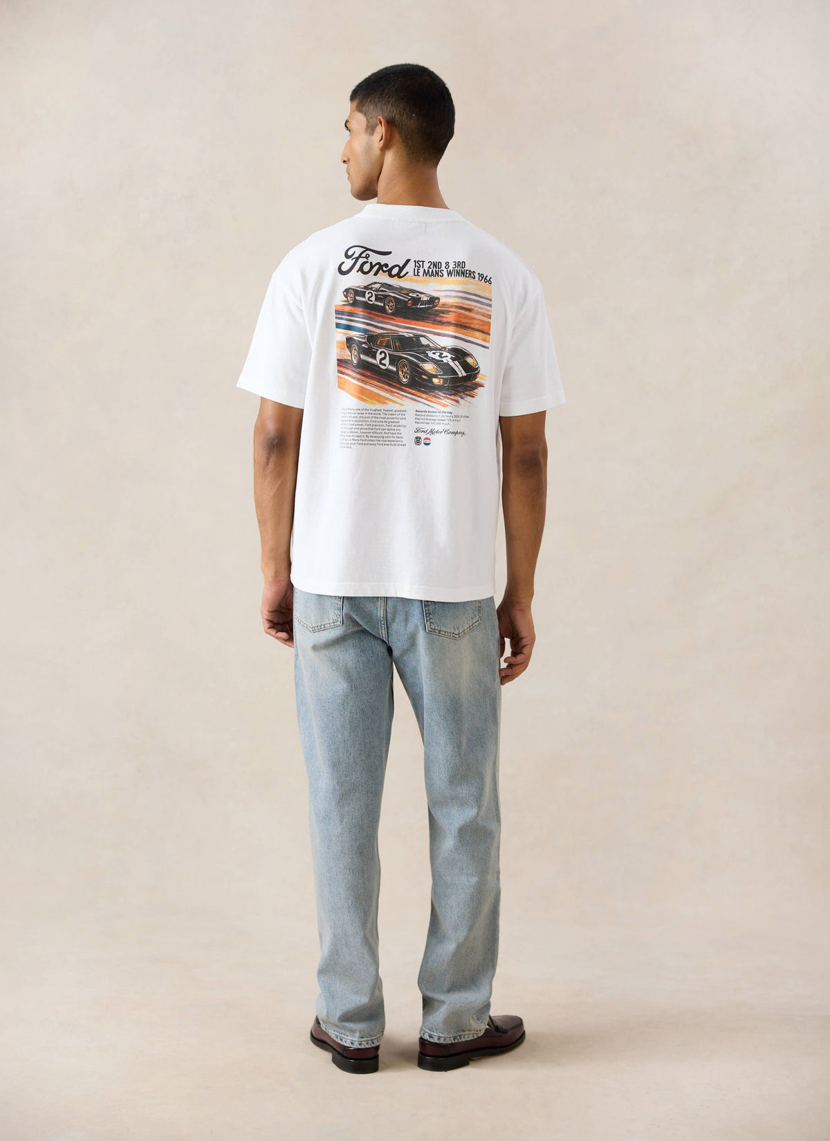 Men's Oversized Ford T-Shirt - Organic Cotton - White - Ford x Percival