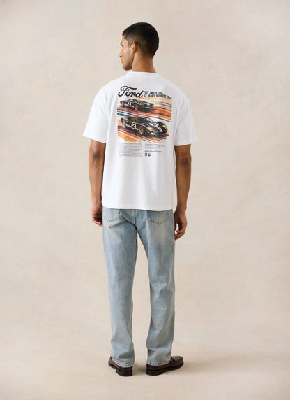 Men's Oversized Ford T-Shirt - Organic Cotton - White - Ford x Percival