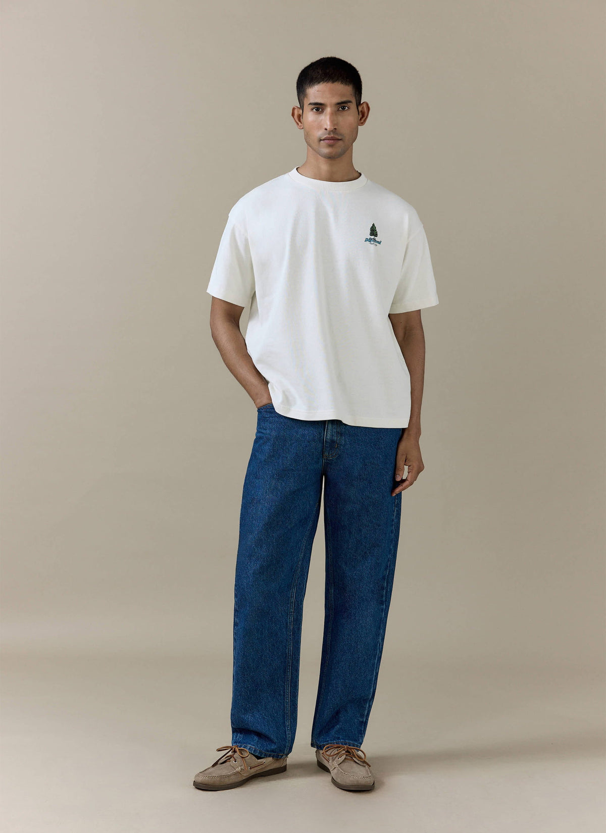 Men's Cream Oversized T Shirt - Arnold - Organic Cotton