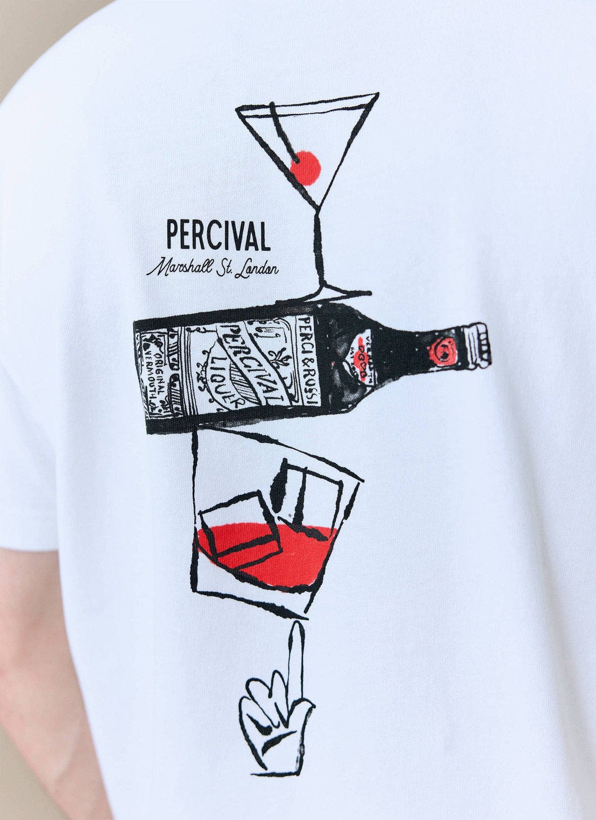 Men's Oversized T-Shirt - Perci & Rossi Martini - Organic Cotton - White