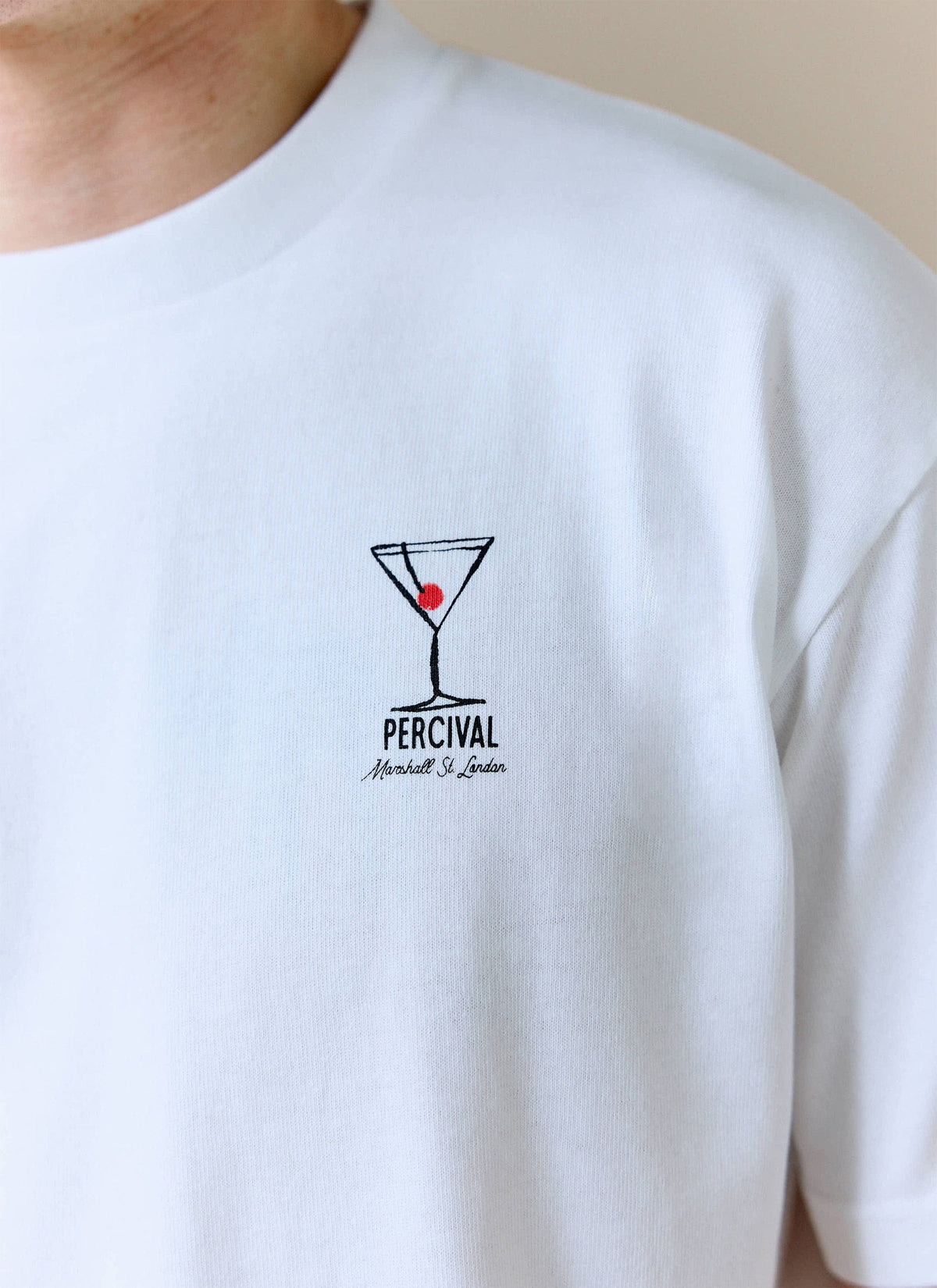 Men's Oversized T-Shirt - Perci & Rossi Martini - Organic Cotton - White