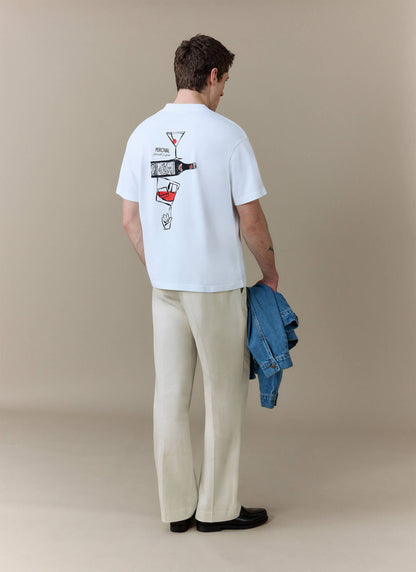 Men's Oversized T-Shirt - Perci & Rossi Martini - Organic Cotton - White