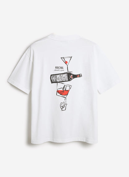 Men's Oversized T-Shirt - Perci & Rossi Martini - Organic Cotton - White