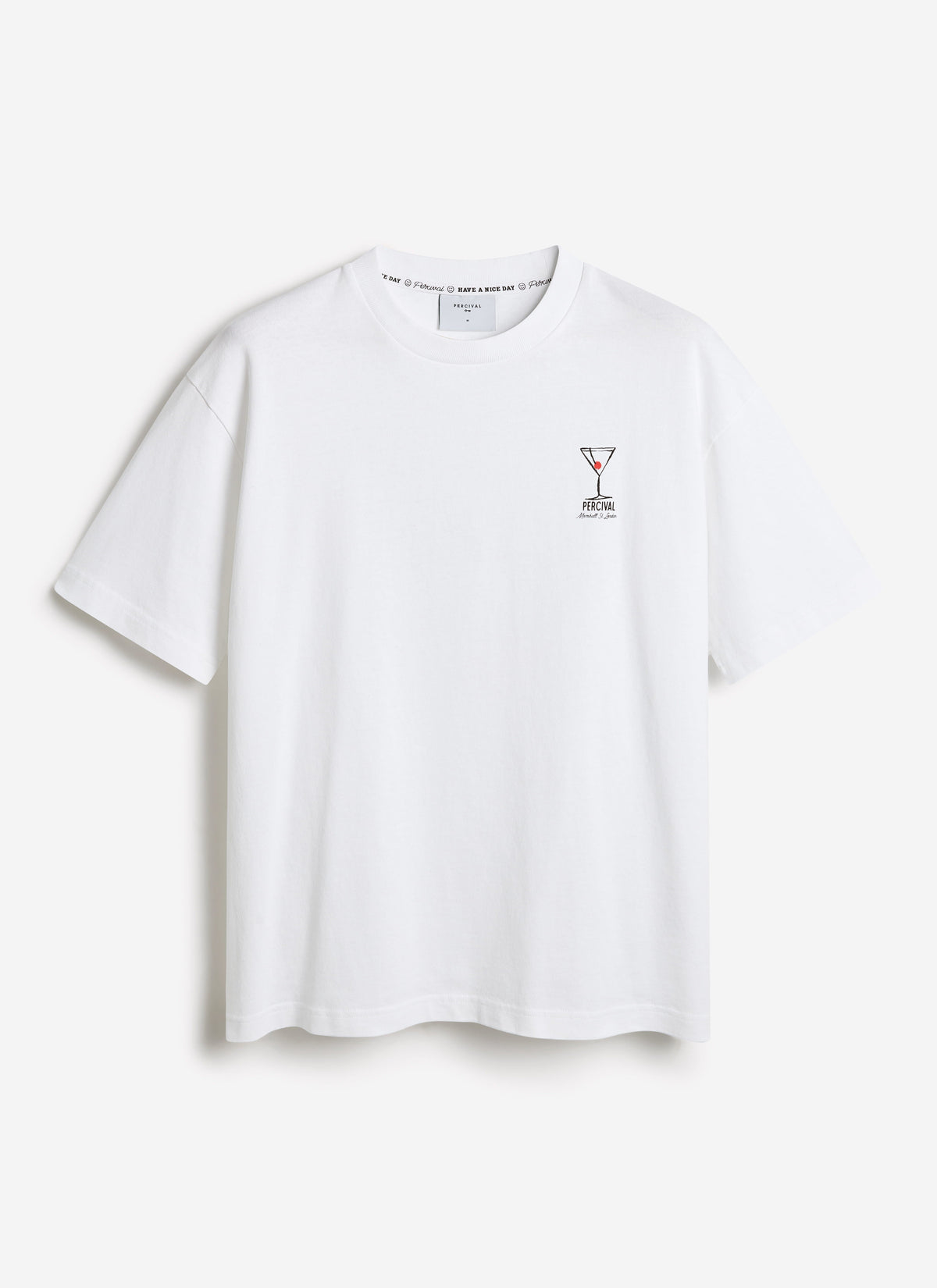 Men's Oversized T-Shirt - Perci & Rossi Martini - Organic Cotton - White