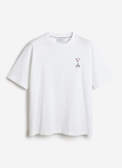 Men's Oversized T-Shirt - Perci & Rossi Martini - Organic Cotton - White