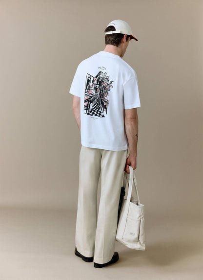 Men's T Shirt - Hotel Bistro Oversized - Organic Cotton - White