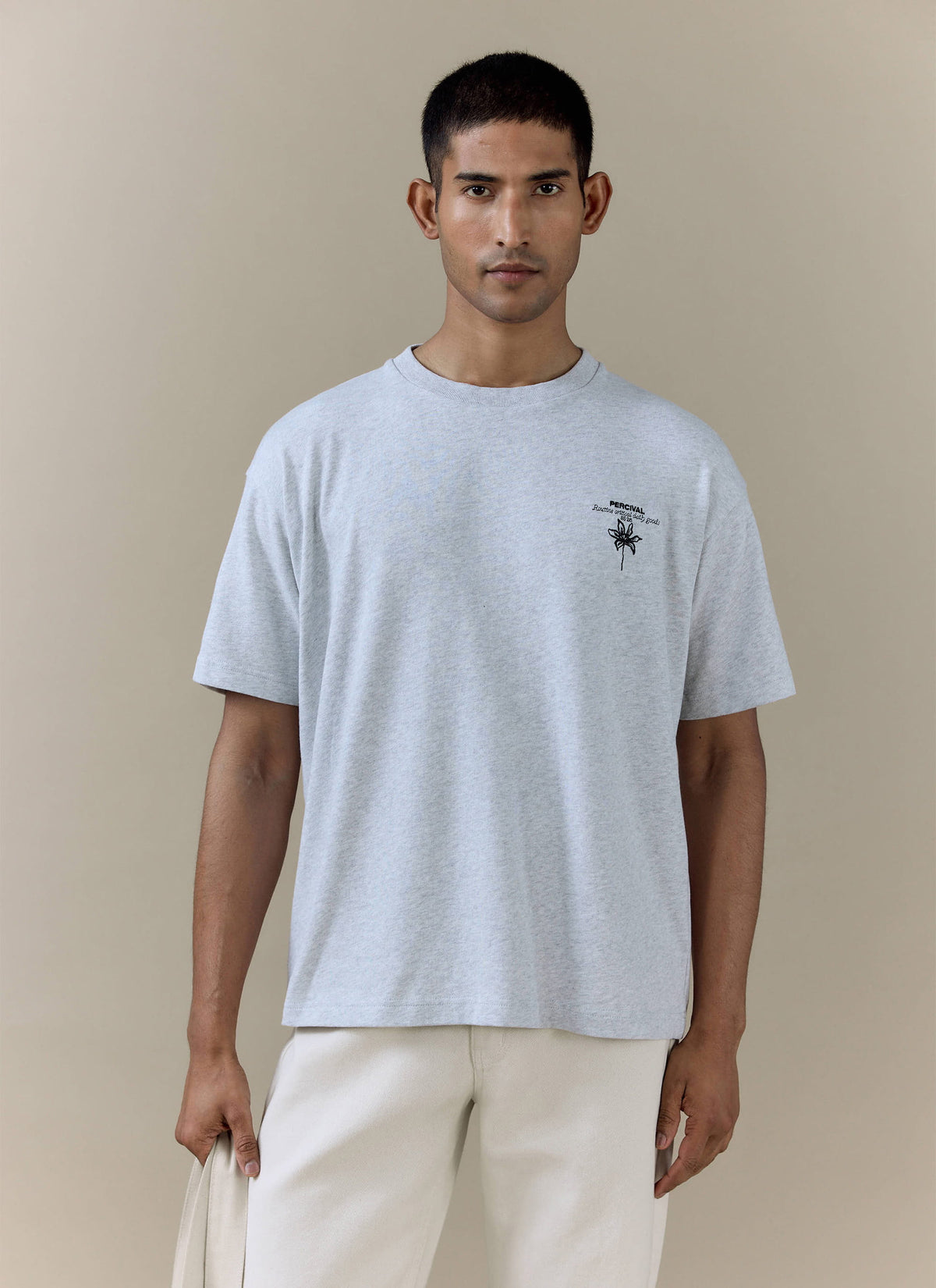 Men's Oversized T Shirt: Melvin - Cotton - Grey