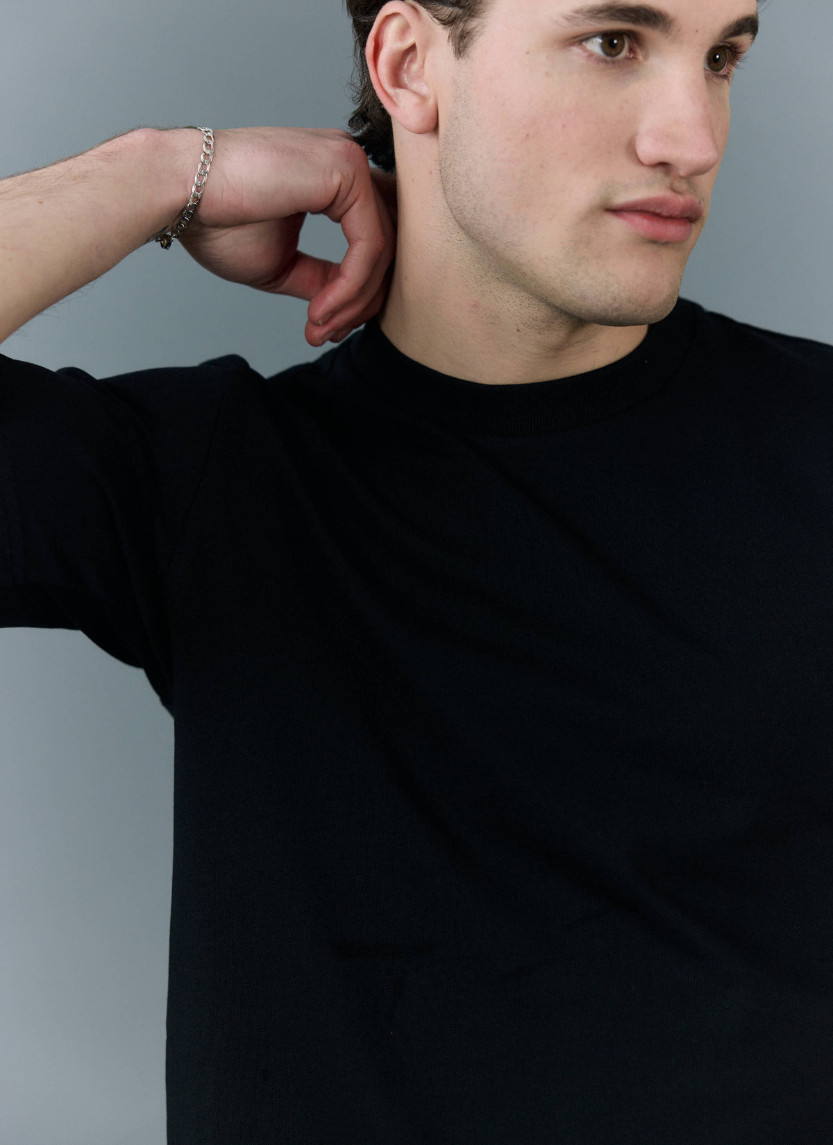 Men's Cropped Plain T Shirt - Heavyweight Cotton - Black