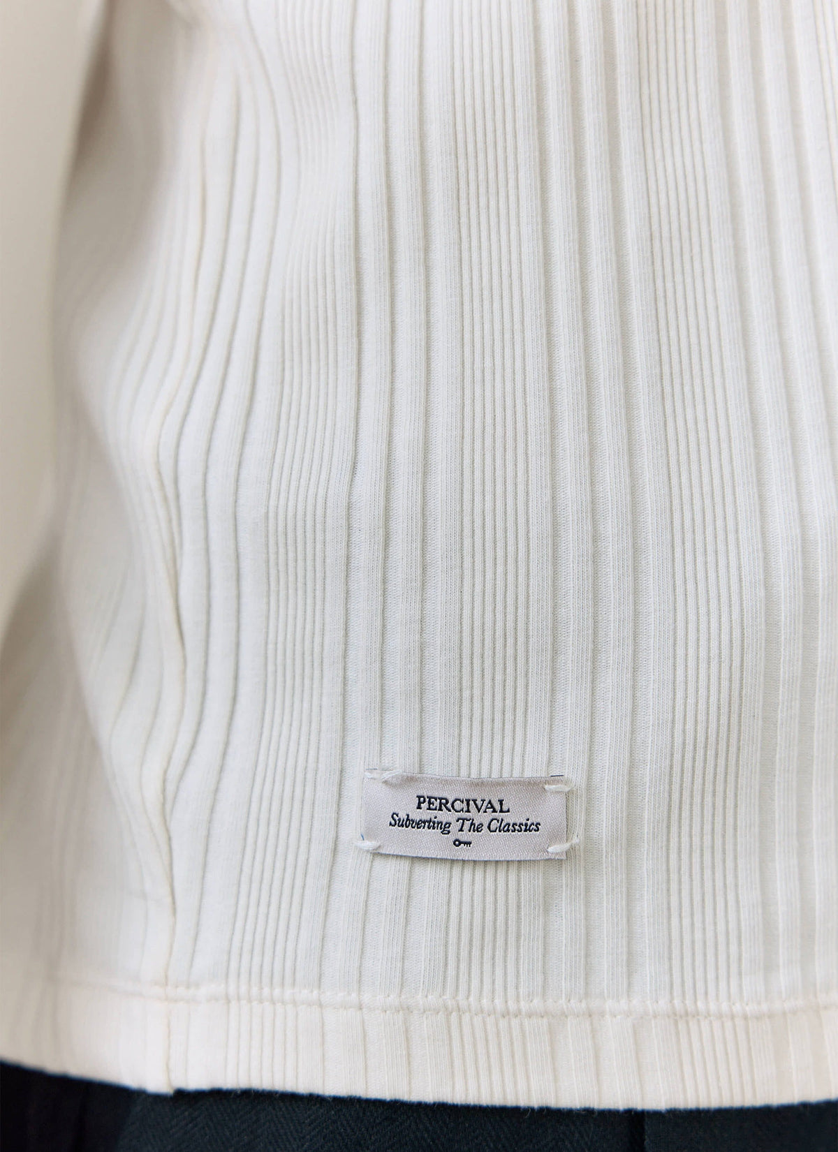 Men's Slim Fit Ribbed T-shirt: Leon - Cotton - Cream