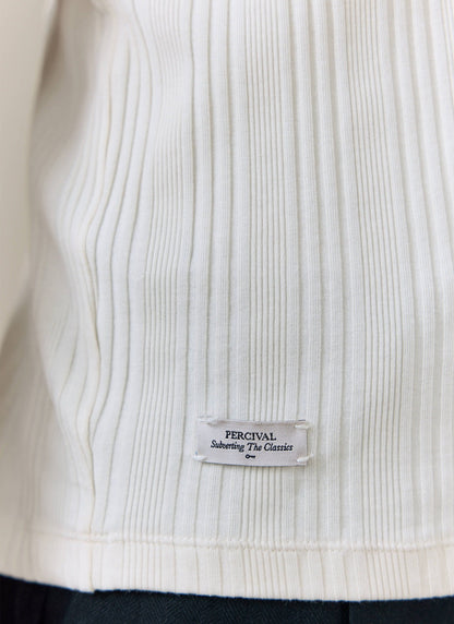 Men's Slim Fit Ribbed T-shirt: Leon - Cotton - Cream