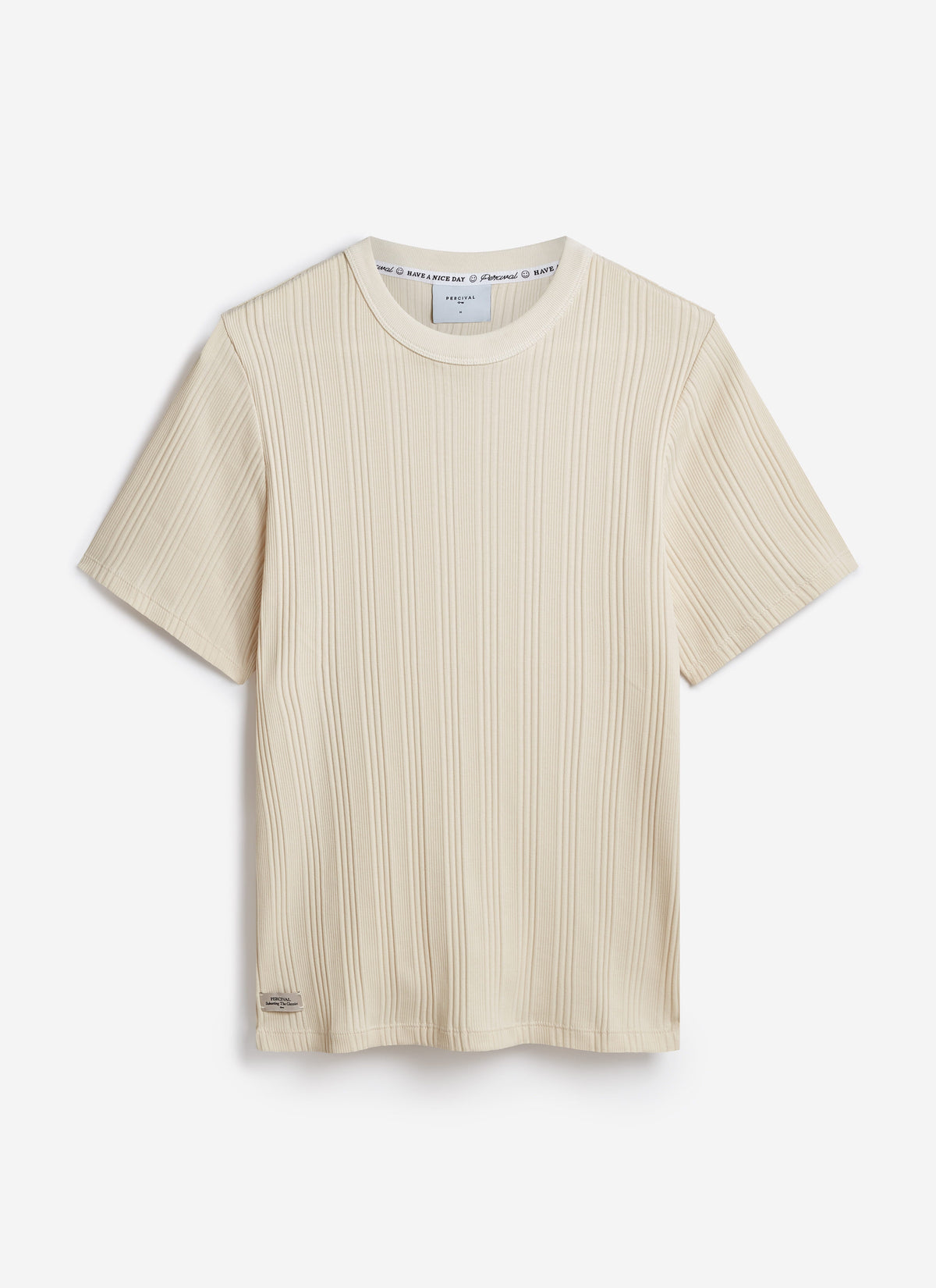 Men's Slim Fit Ribbed T-shirt: Leon - Cotton - Cream