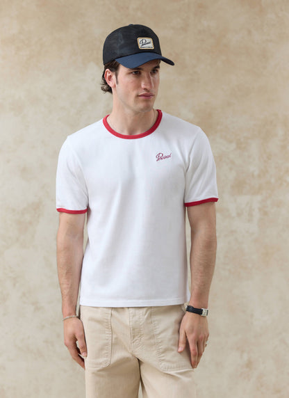 Men's Ringer T Shirt - Slim Fit - Cotton - White & Red