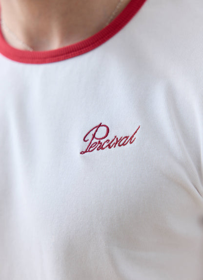 Men's Ringer T Shirt - Slim Fit - Cotton - White & Red