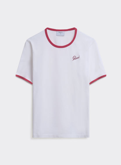 Men's Ringer T Shirt - Slim Fit - Cotton - White & Red