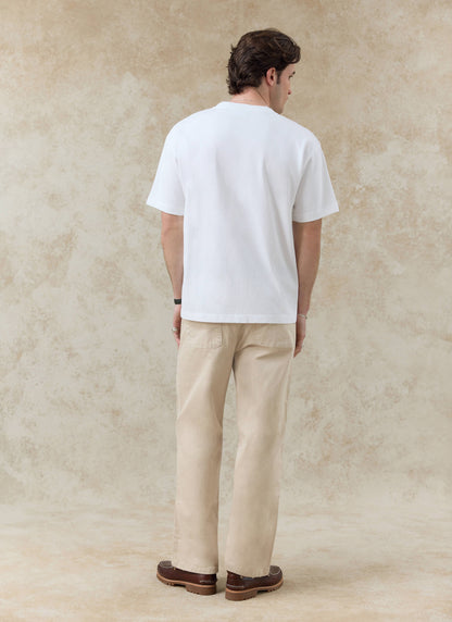 Men's Embroidered White T Shirt - Palmer - Cotton