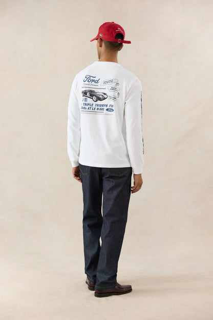 Men's Long Sleeve T Shirt - Organic Cotton - White - Ford x Percival