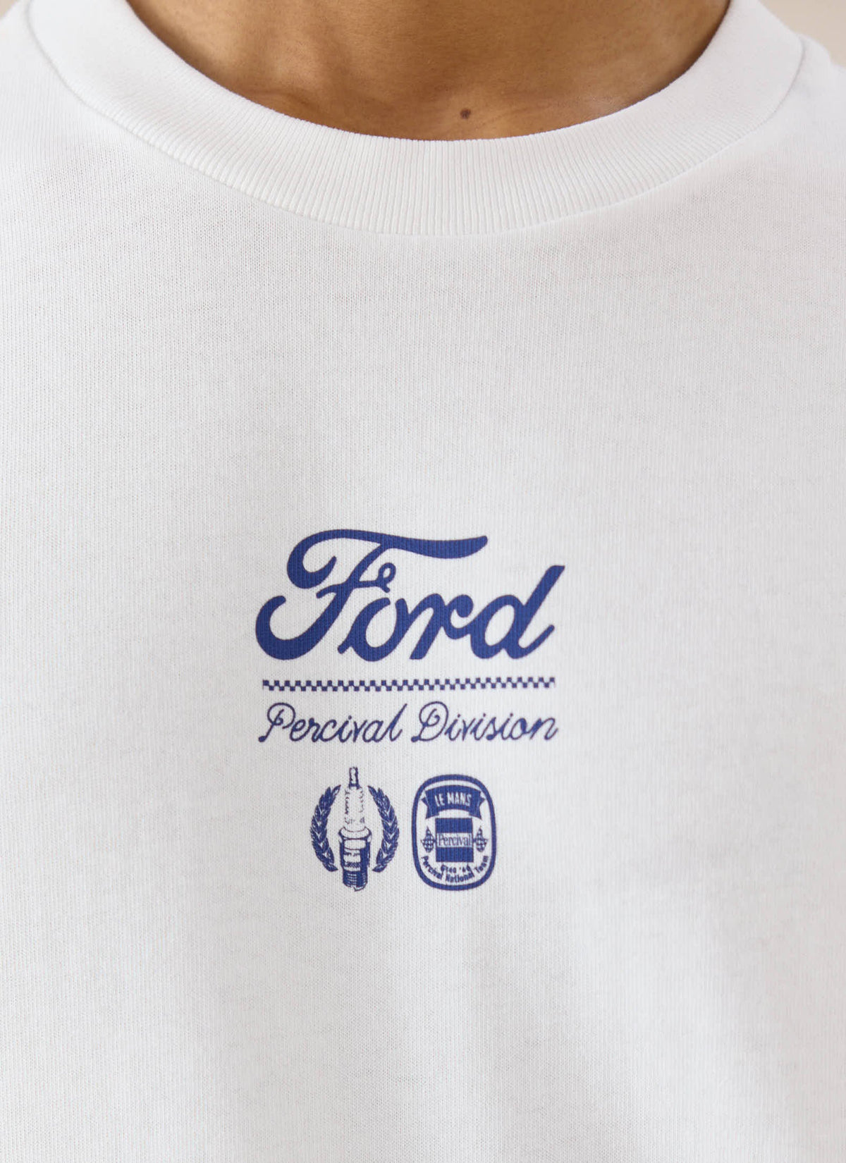 Men's Long Sleeve T Shirt - Organic Cotton - White - Ford x Percival