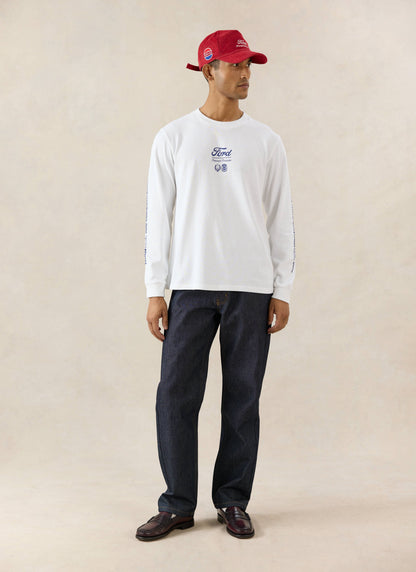 Men's Long Sleeve T Shirt - Organic Cotton - White - Ford x Percival