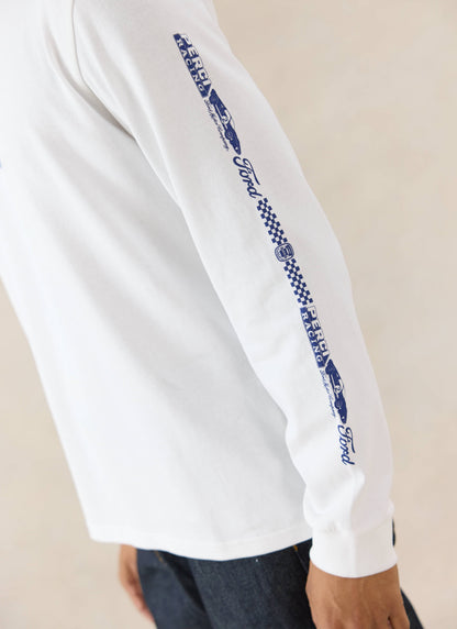 Men's Long Sleeve T Shirt - Organic Cotton - White - Ford x Percival