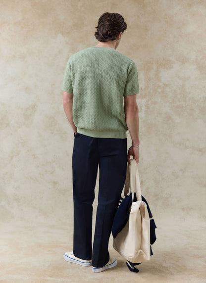 Men's Knitted T Shirt - Siena - Cotton - Pistachio Green